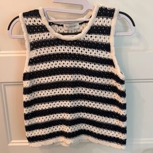 Navy and White Striped Knit Tank Top